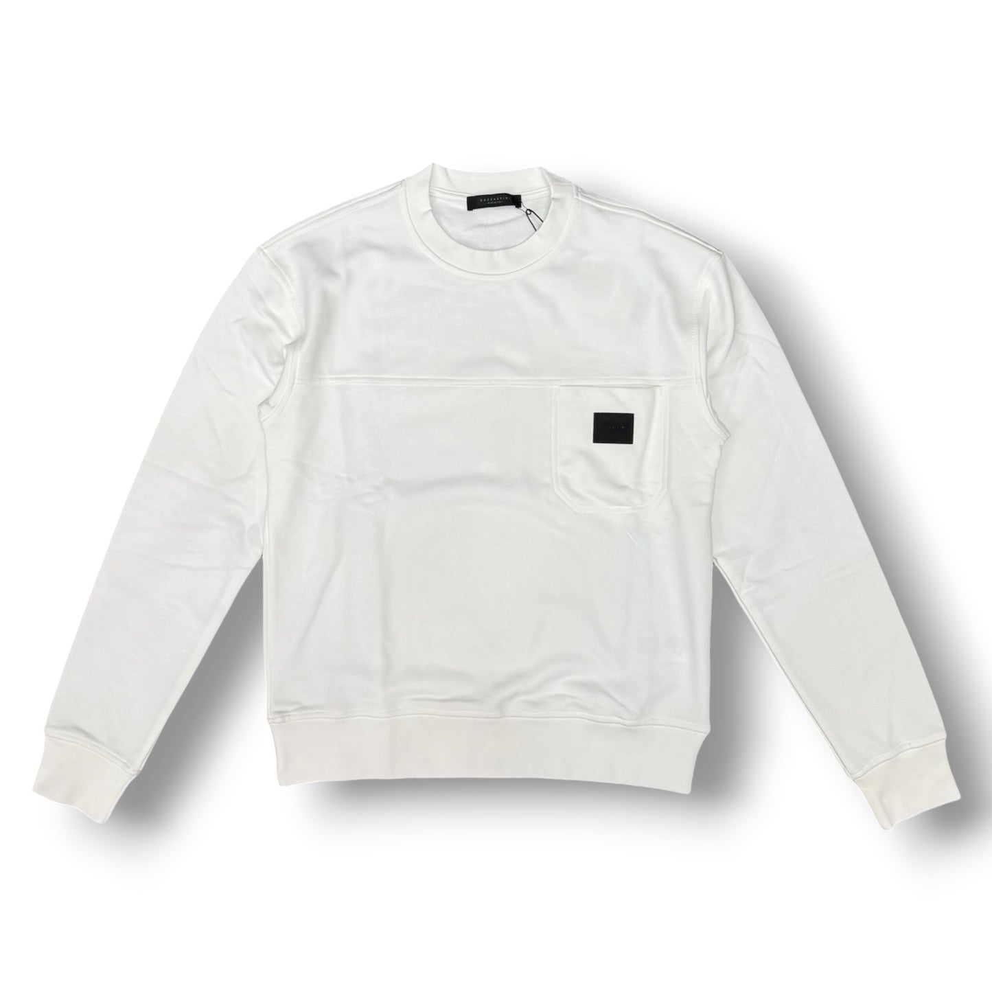 GAZZARRINI- Felpa estiva Uomo, girocollo, con taschino lato cuore, tex.cotone garzato, col.Bianco