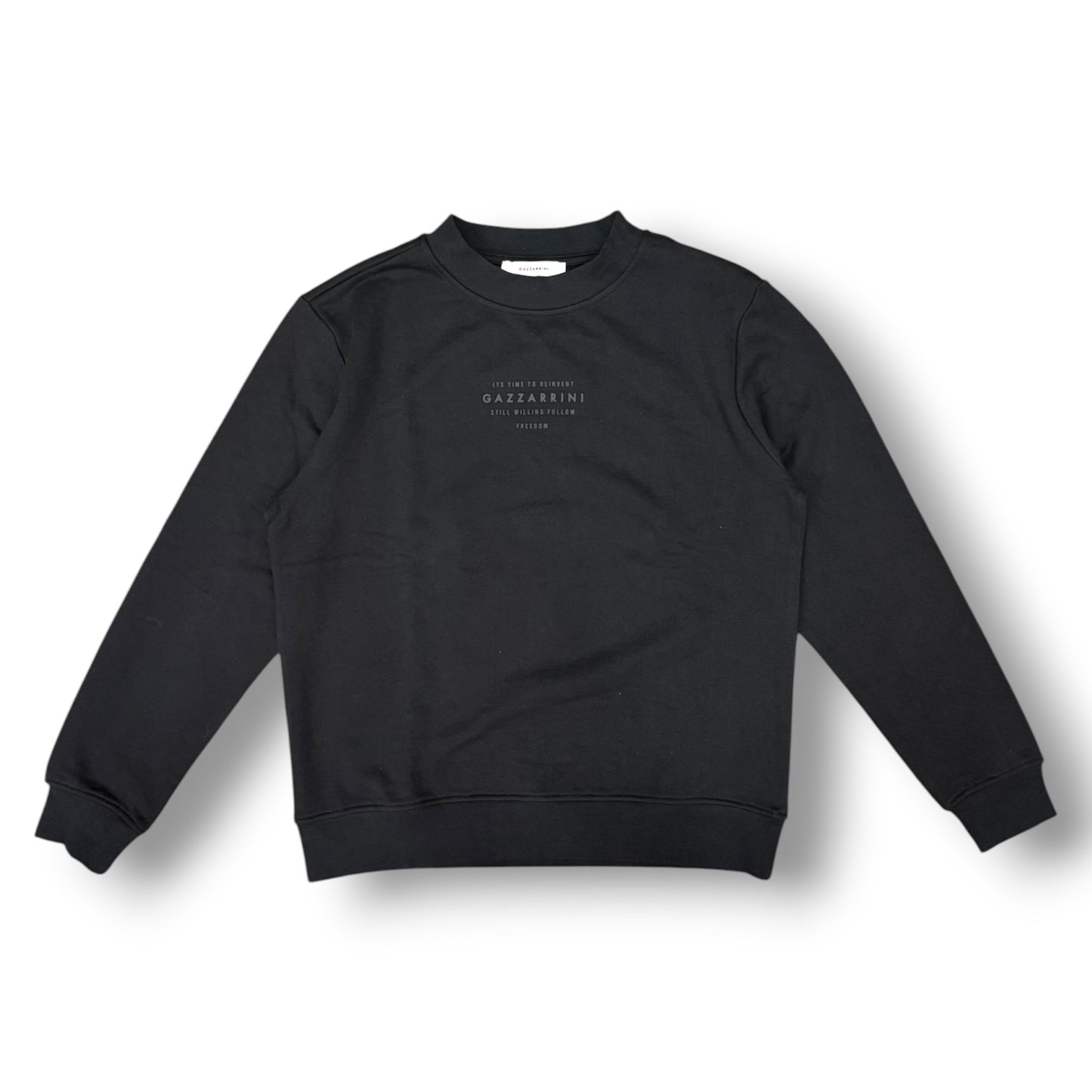 GAZZARRINI- Felpa estiva Uomo, girocollo, con logo frontale gommato, tex.cotone garzato, col.Nero