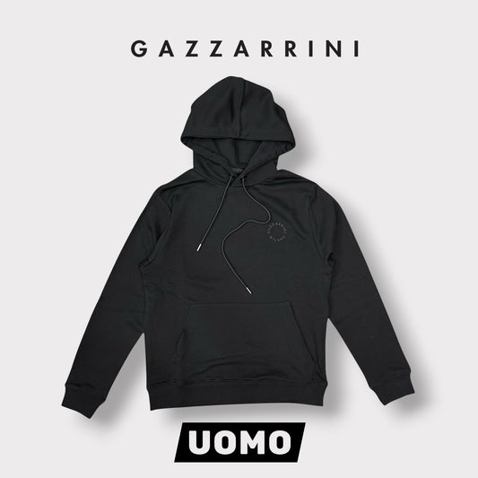 GAZZARRINI- Felpa estiva Uomo, con cappuccio e logo lato cuore, tex.cotone garzato, col.Nero