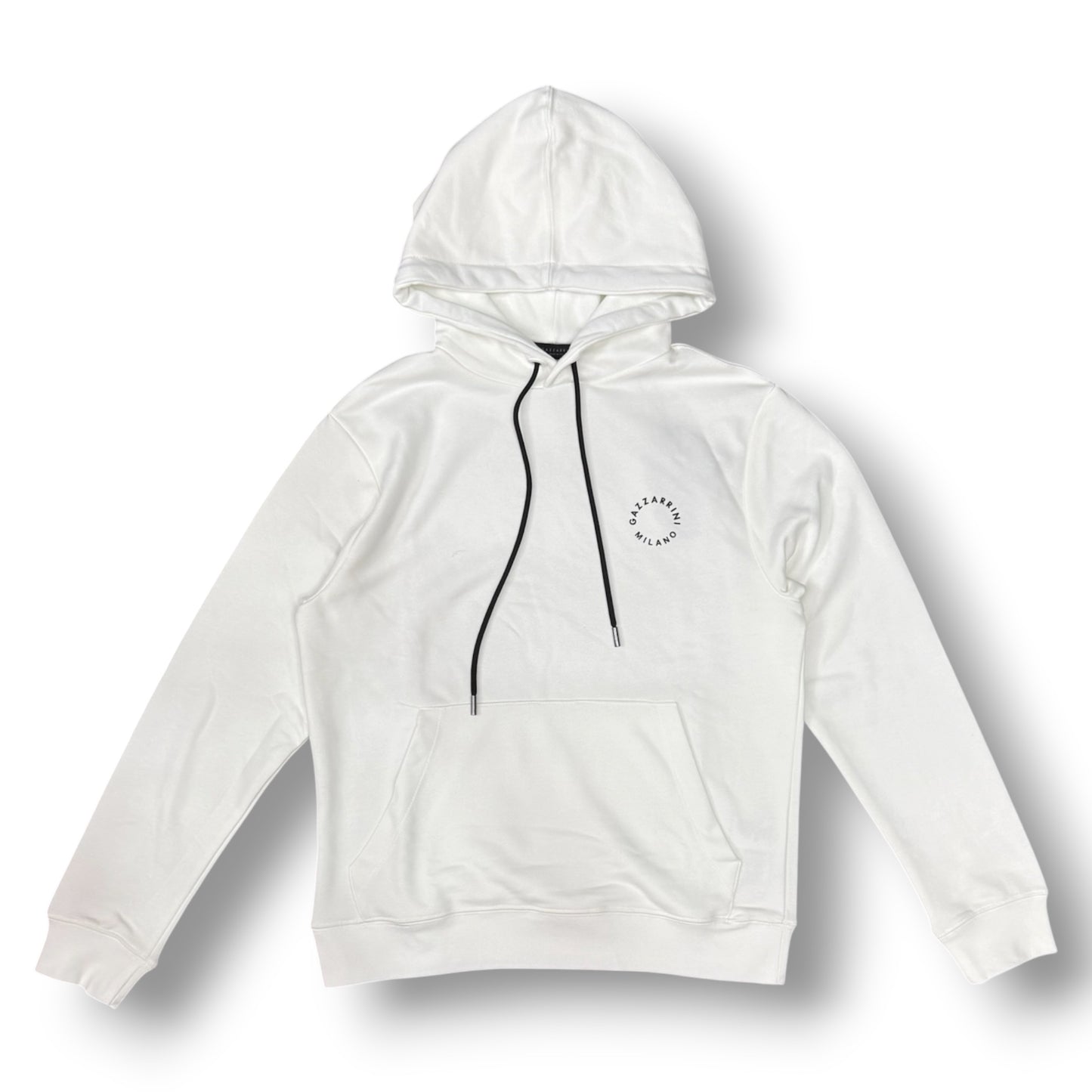 GAZZARRINI- Felpa estiva Uomo, con cappuccio e logo lato cuore, tex.cotone garzato, col.Bianco