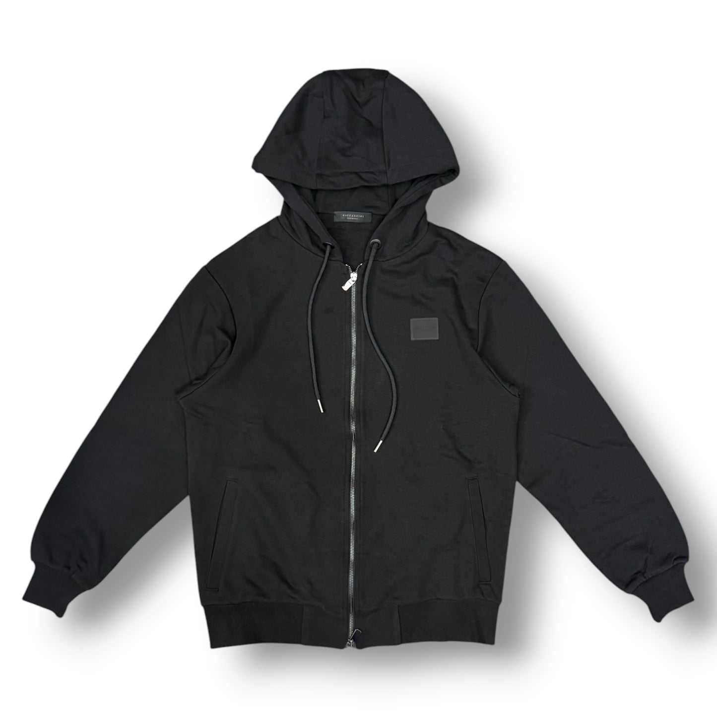 GAZZARRINI- Felpa estiva Uomo, con cappuccio e zip, tex.cotone garzato, col.Nero