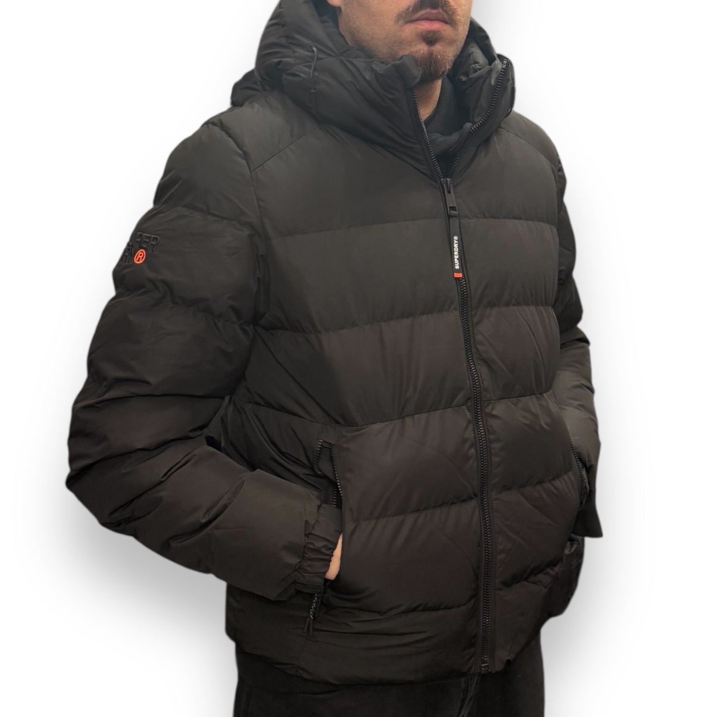 Giubbotto Hooded SUPERDRY Uomo, Puffer Jacket con pile interno, Col.Nero