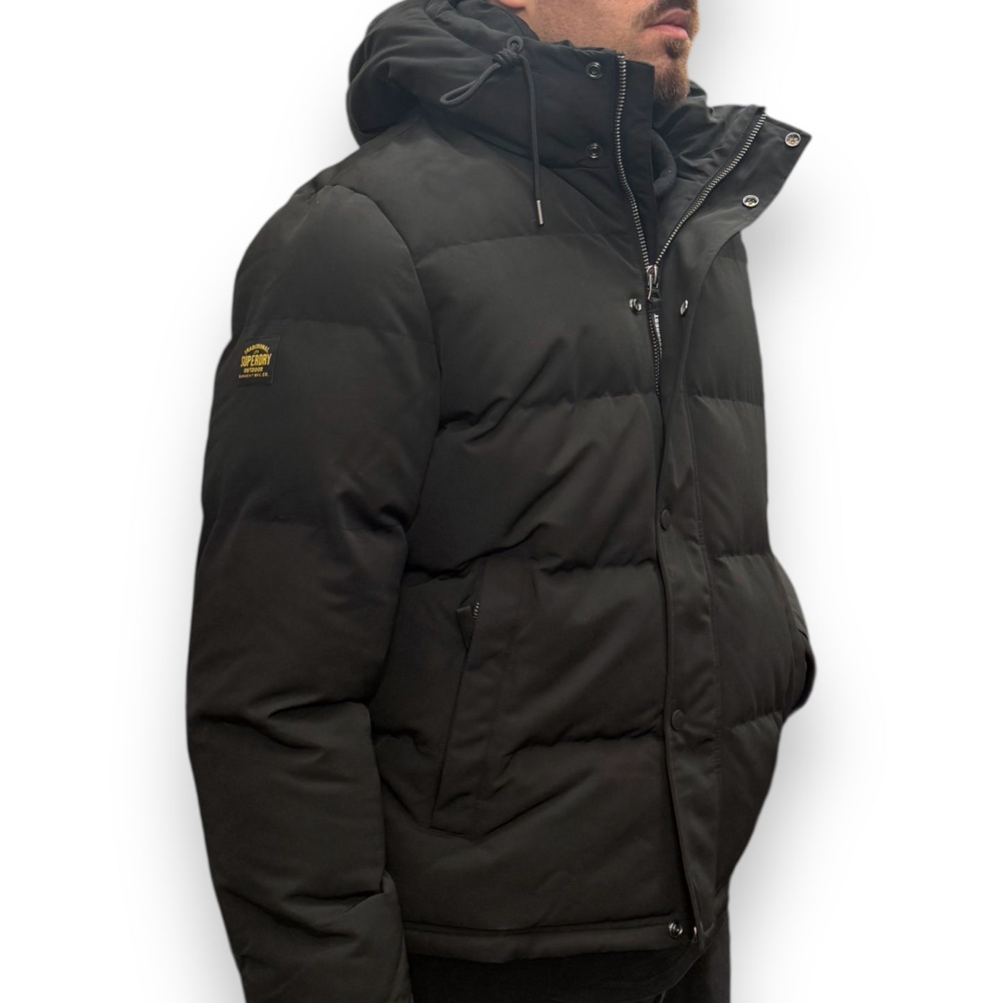 Giubbotto Everest SUPERDRY Uomo, Puffer Jacket con doppia abbottonatura, Col.Nero