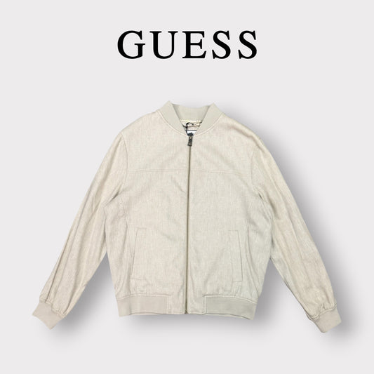 GUESS - Giubbotto Uomo, modello bomber in cotone foderato con trama spigata, Col.Beige
