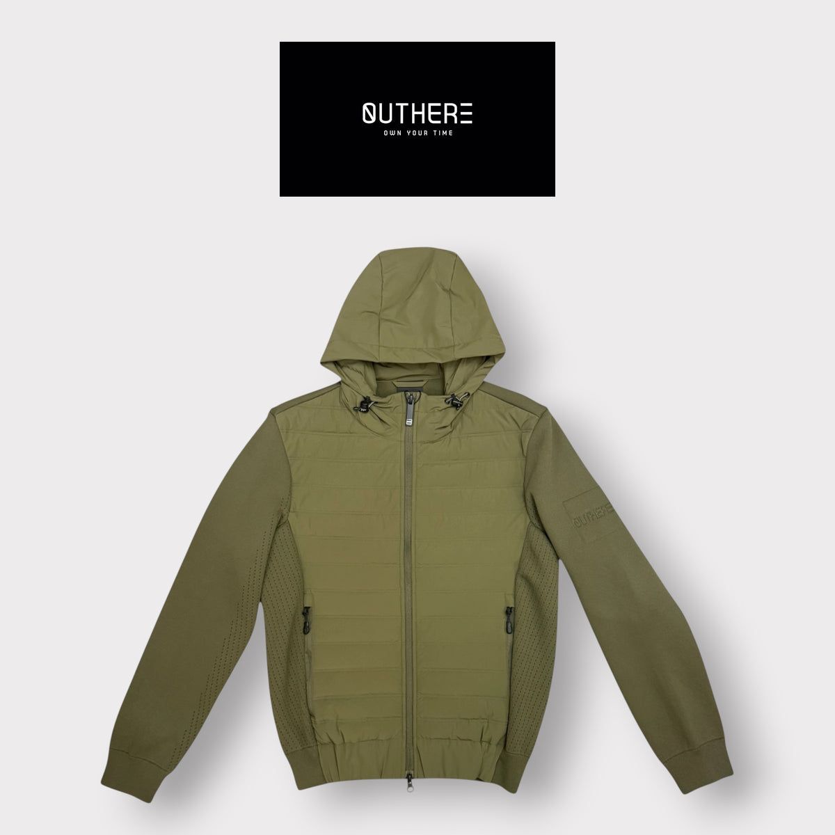 OUTHERE - Giubbotto Uomo con contrasto in maglina, con cappuccio, mod.Yeti, Col.Military