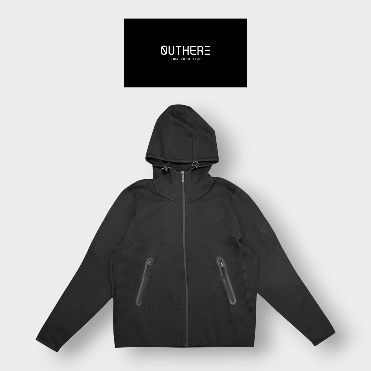 OUTHERE - Giubbofelpa Uomo, con cappuccio, mod.Ember, Col.Black