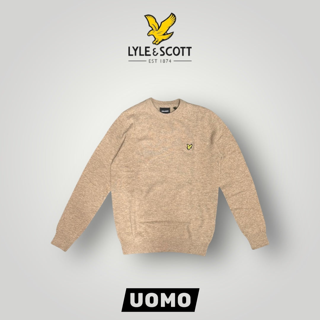 Maglioncino LYLE & SCOTT Uomo, 80% Lana - 20% Nylon, col.Heritage Taupe Marl