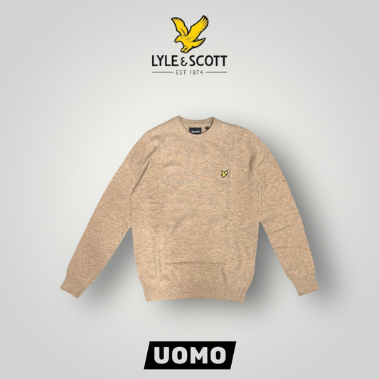 Maglioncino LYLE & SCOTT Uomo, 80% Lana - 20% Nylon, col.Heritage Taupe Marl