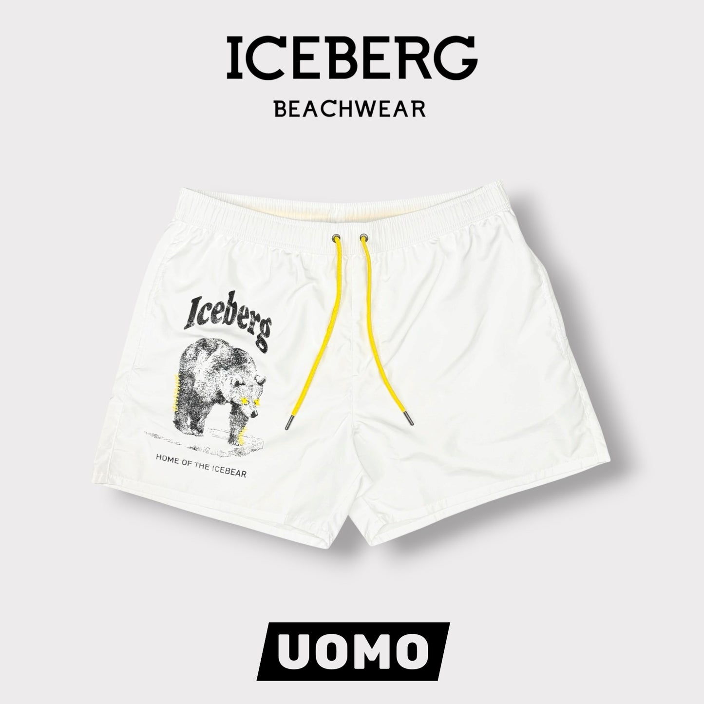ICEBERG BEACHWEAR- Costume Uomo, con stampa, col.Bianco