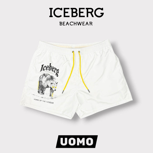 ICEBERG BEACHWEAR- Costume Uomo, con stampa, col.Bianco