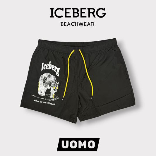 ICEBERG BEACHWEAR- Costume Uomo, con stampa, col.Nero