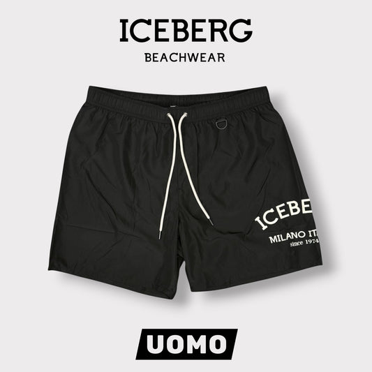ICEBERG BEACHWEAR- Costume Uomo, con stampa, col.Nero