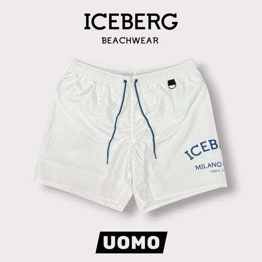 ICEBERG BEACHWEAR- Costume Uomo, con stampa, col.Bianco