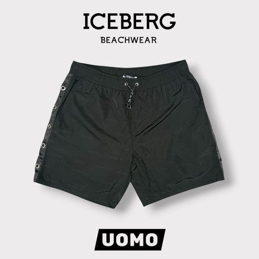 ICEBERG BEACHWEAR- Costume Uomo, con loghi ricamati, col.Nero