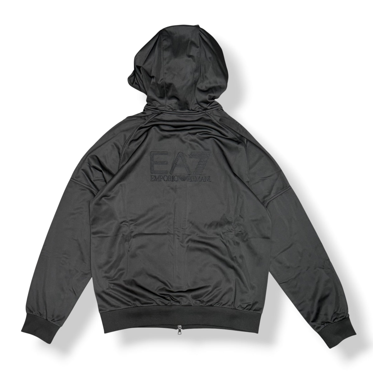 EA7 - Tuta completa Uomo, con logo ricamato nero sulla schiena, con cappuccio, tex.acetato, Col.Nero