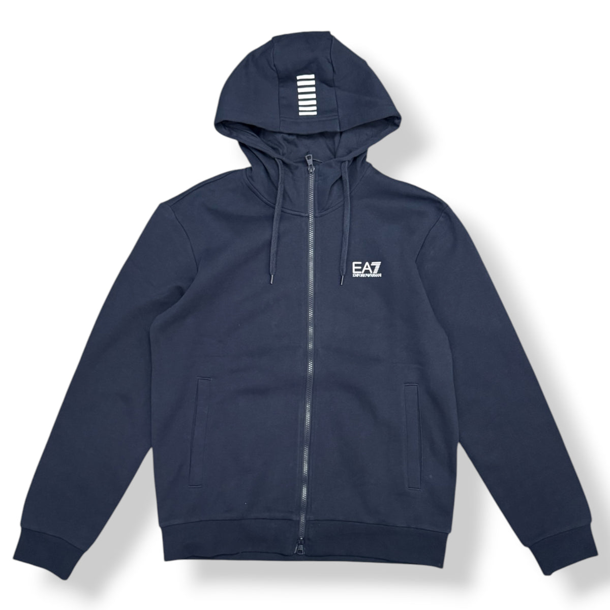EA7 - Tuta completa Uomo, con logo gommato lato cuore, con cappuccio, tex.felpato, Col.Blu