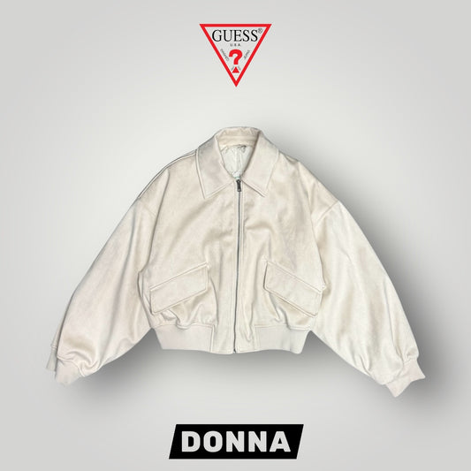 Giacca GUESS Donna con collo a camicia e manica a pipistrello, tessuto scamosciato, (veste grande) Col.Beige