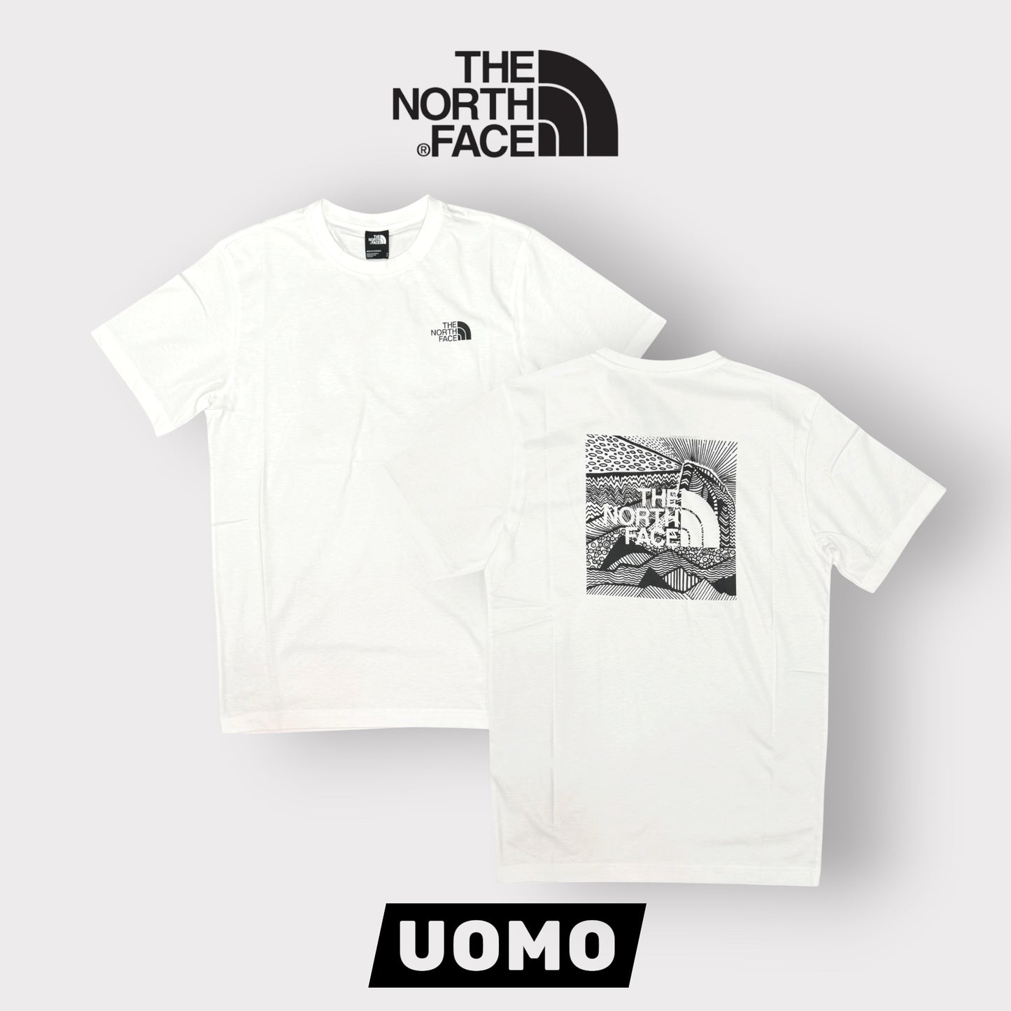 THE NORTH FACE- T-Shirt Uomo con logo lato cuore e stampa sulla schiena, Col.Bianco