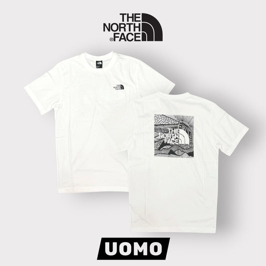 THE NORTH FACE- T-Shirt Uomo con logo lato cuore e stampa sulla schiena, Col.Bianco