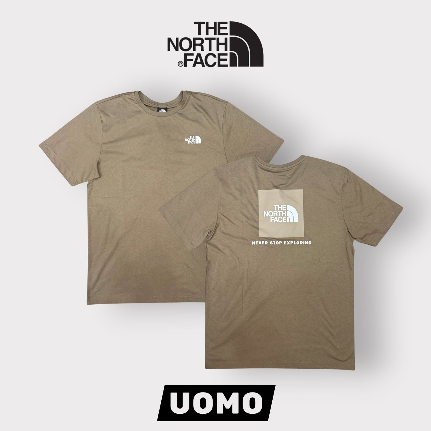 THE NORTH FACE- T-Shirt Uomo con logo lato cuore e stampa sulla schiena, Col.Marrone