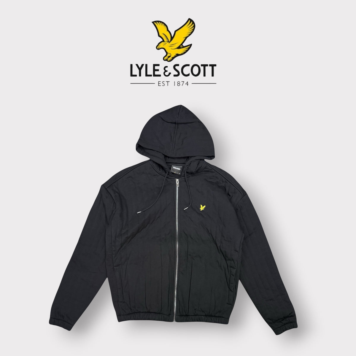 LYLE&SCOTT- Giubbotto Uomo, , mod.Quilted Zip Through Hoodie, col.Jet Black