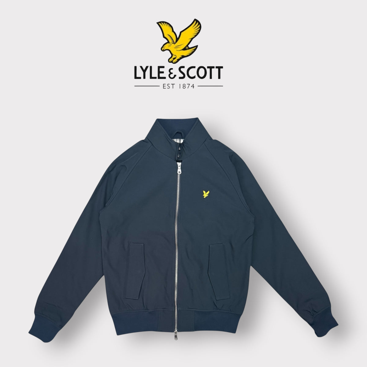 LYLE&SCOTT- Giubbotto Uomo, in softshell con interno in flanella, senza cappuccio, mod.Softshell Harrington Jacket, col.Dark Navy