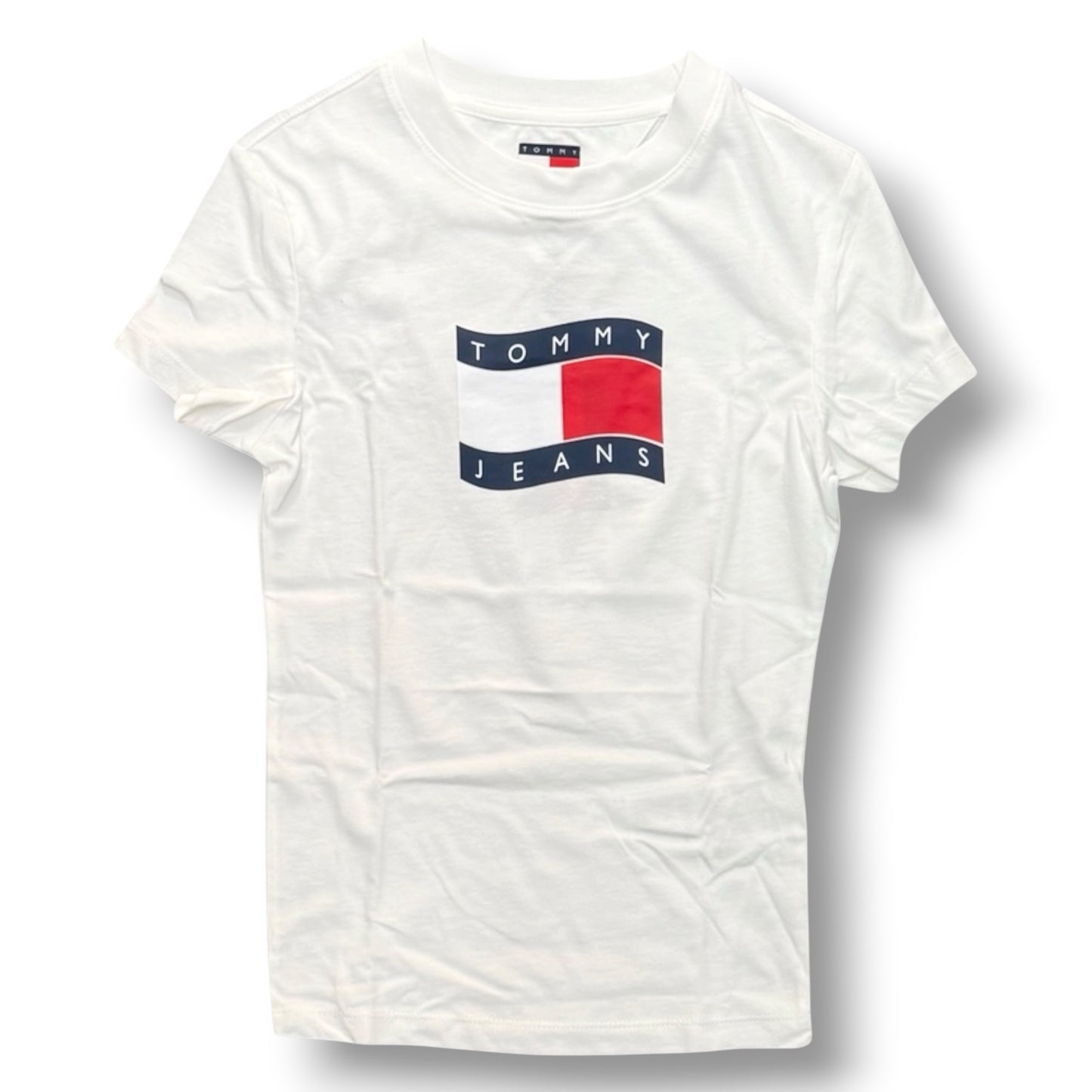 TOMMY JEANS- T-shirt Donna, con stampa frontale, Slim Fit, col.Bianco