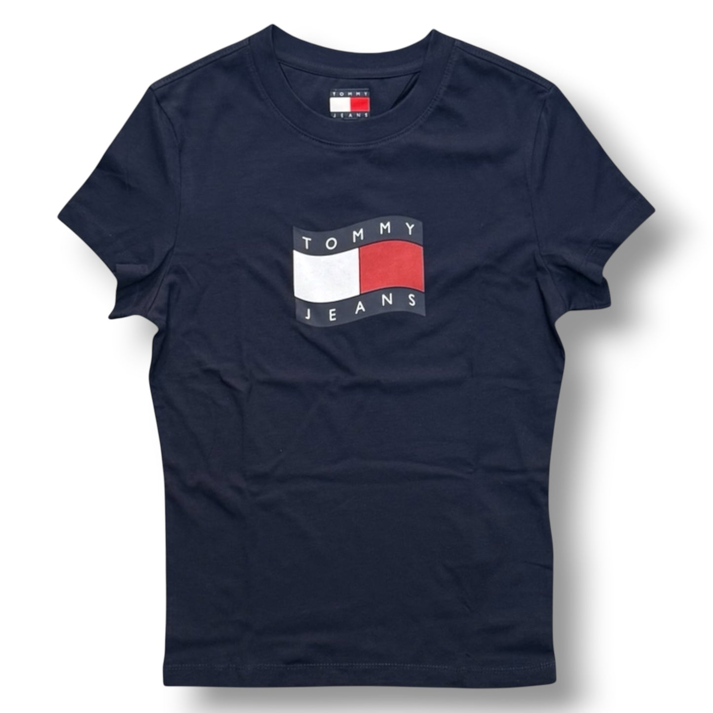 TOMMY JEANS- T-shirt Donna, con stampa frontale, Slim Fit, col.Blu